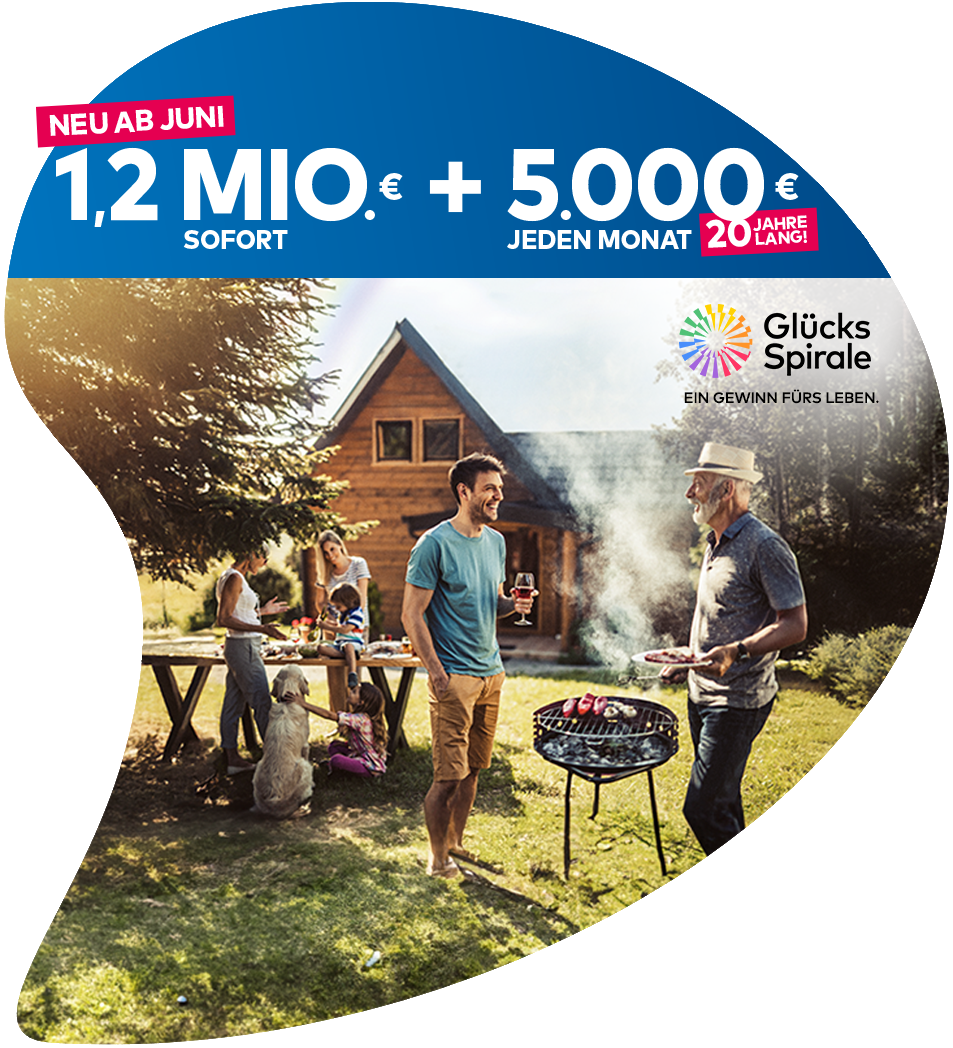 GlücksSpirale: 1,2 Mio. € sofort + 5.000 € monatlich. Menschen beim Grillen.